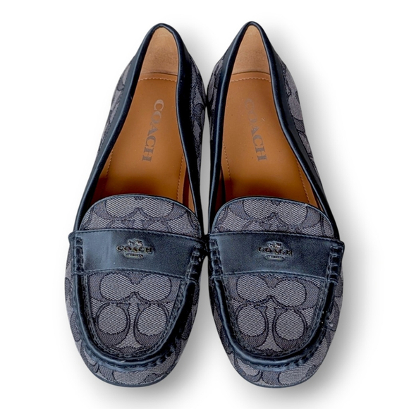 Coach Loafers Classic Logo Odette Black Smoke Loafers Women's Slip On Flats 7.5 - Picture 1 of 11